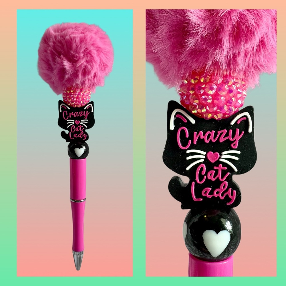 Crazy Cat Lady Fluff Top Custom Ink Pen - Picture 2 of 4